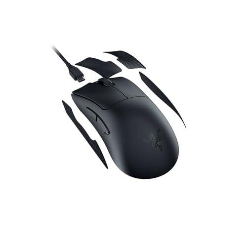 Razer DeathAdder V3 Pro - Ratón Ligero Inalámbrico Ergonómico para Deportes Electrónicos (63 Gramos, Sensor Óptico Focus Pro 30K, Interruptores de Ratón Gen-3, Hyperspeed Wireless) Negro