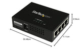 StarTech.com Inyector de Alimentación PoE Power over Ethernet Midspan 4 Puertos Gigabit RJ45 de Pared - 30,8W por Puerto - 802.3at af