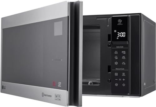 LG Microondas MS2595CIS con tecnología Smart Inverter 25 litros de capacidad, 1000 W, programas automáticos, niveles de potencia ajustables y función EasyClean, color plateado