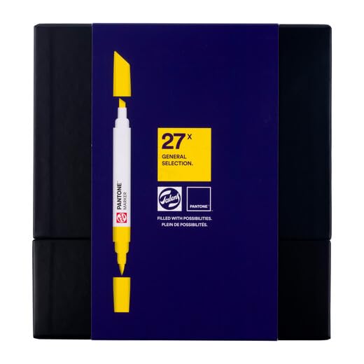 Talens | Pantone Marker Set de 27 | Rotulador Doble Punta con Punta de Pincel y Cincel | Tinta Pigmentada a Base de Agua en Colores Pantone