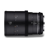 Samyang MF 135 mm T2,2 VDSLR MK2 Canon EF Objetivo de vídeo Cine de Formato Completo Distancia Focal Fija para Canon EF EF-S Cámara, Enfoque Manual, para EOS 5D Mark IV, 6D Mark II, 90D, 77D, Negro