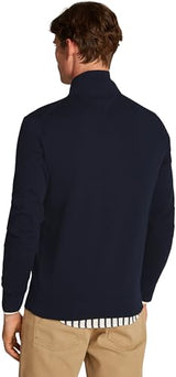 Tommy Hilfiger Jersey con Cremallera Hombre Essential Cotton Zip Thru con Cuello Alto, Azul (Desert Sky), S