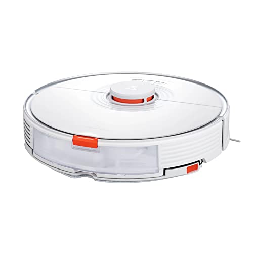 roborock S7 + Estación de Vaciado Automático, Aspiradora Robot Succión HyperForce Mopa Auto-Elevable Agua 300ml y Polvo 470ml, 5200mAh, Blanco, R100011