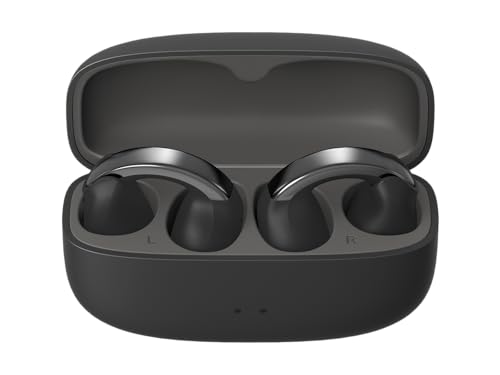 JVC Auriculares Inalámbricos Bluetooth | 24h de Batería y Carga Rápida | Auriculares Oreja Abierta | Ligeros y Resistentes al Agua | Deportivos con IPX4 y Control Táctil - HA-NP1T Negro
