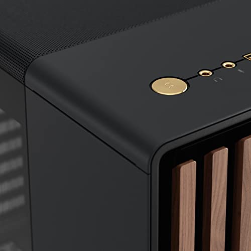 Fractal Design North Charcoal Black Tempered Glass Dark - Frente de Madera de Nogal - Panel Lateral de Vidrio - Incluye Dos Ventiladores Aspect PWM de 140 mm - Puerto USB Tipo C
