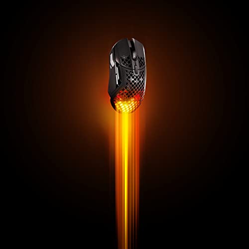 SteelSeries Aerox 5 Wireless - Ratón gaming perforado RGB - Diseño ultraligero resistente al agua - 9 botones - Bluetooth/2,4 GHz - Sensor óptico TrueMove Air 18K DPI