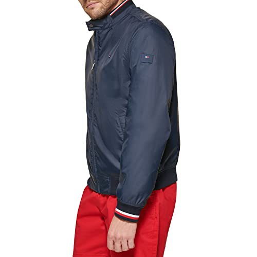 Tommy Hilfiger Men's Lightweight Varsity Rib Knit Bomber Jacket Chaqueta Shell, Poli Azul Marino, L para Hombre
