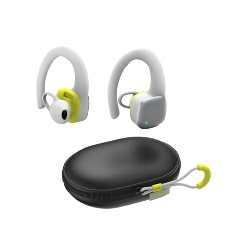 Hama | Auriculares Inalámbricos Bluetooth Deportivos (Auriculares Deportivos con hasta 7h de Música, IPX5, Micrófono Integrado) Blanco y Amarillo