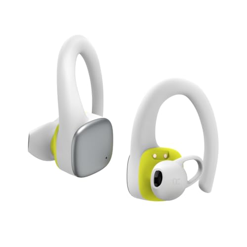 Hama | Auriculares Inalámbricos Bluetooth Deportivos (Auriculares Deportivos con hasta 7h de Música, IPX5, Micrófono Integrado) Blanco y Amarillo