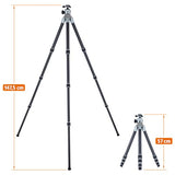 Rollei Trípode de Carbono Lion Rock Pro con Cabezal de trípode – Ultraligero, Alta Capacidad de Carga 20 kg, Altura Ajustable hasta 147,5 cm, tamaño Compacto del Paquete, Puntas Intercambiables para