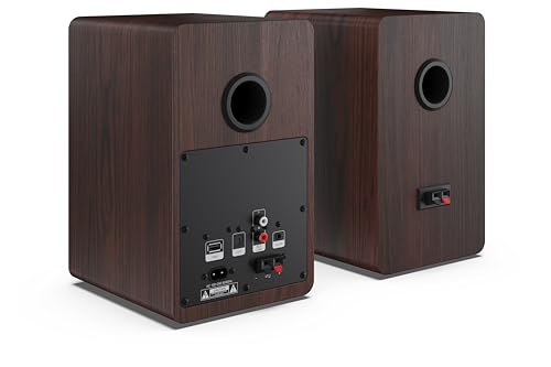 Sharp CP-SS30(BR) Pareja Altavoces estantería Activos 2vías, 60W RMS (2x30W) Carcasa Madera, Bluetooth v5.0, USB, óptica, Auxiliar, RCA, Ajuste Graves y Agudos, Rejilla extraíble, Mando a Distancia.