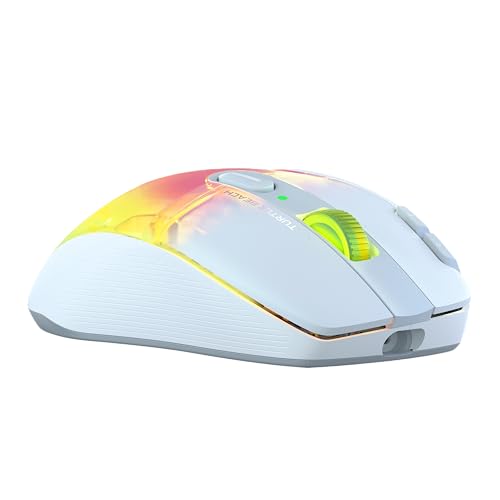 Turtle Beach Kone XP Air - mouse de juego RGB ergonómico inalámbrico personalizable, sensor óptico de 19,000 ppp, batería de 100 horas de duración y base de carga - Blanco