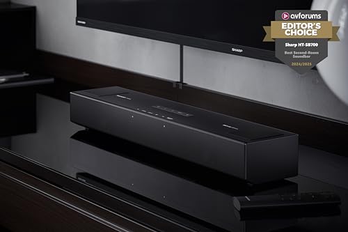 Sharp HT-SB700 Barra de Sonido Compacta 2.0.2, Dolby Atmos, Bluetooth con HDMI eARC/CEC, Potencia Total de 140 W, 52 cm, Color Negro
