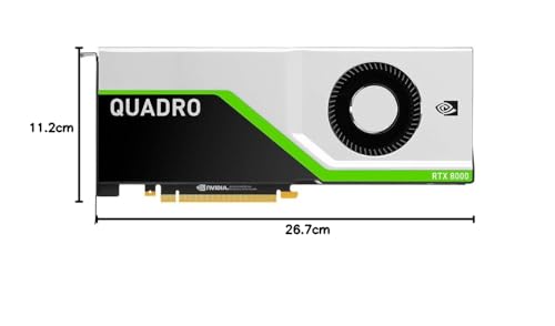PNY VCQRTX8000-PB - Tarjeta gráfica (Quadro RTX 8000, 48 GB, GDDR6, 7680 x 4320 Pixeles, PCI Express x16 3.0, 1 Ventilador(es)) Negro, Verde, Plata