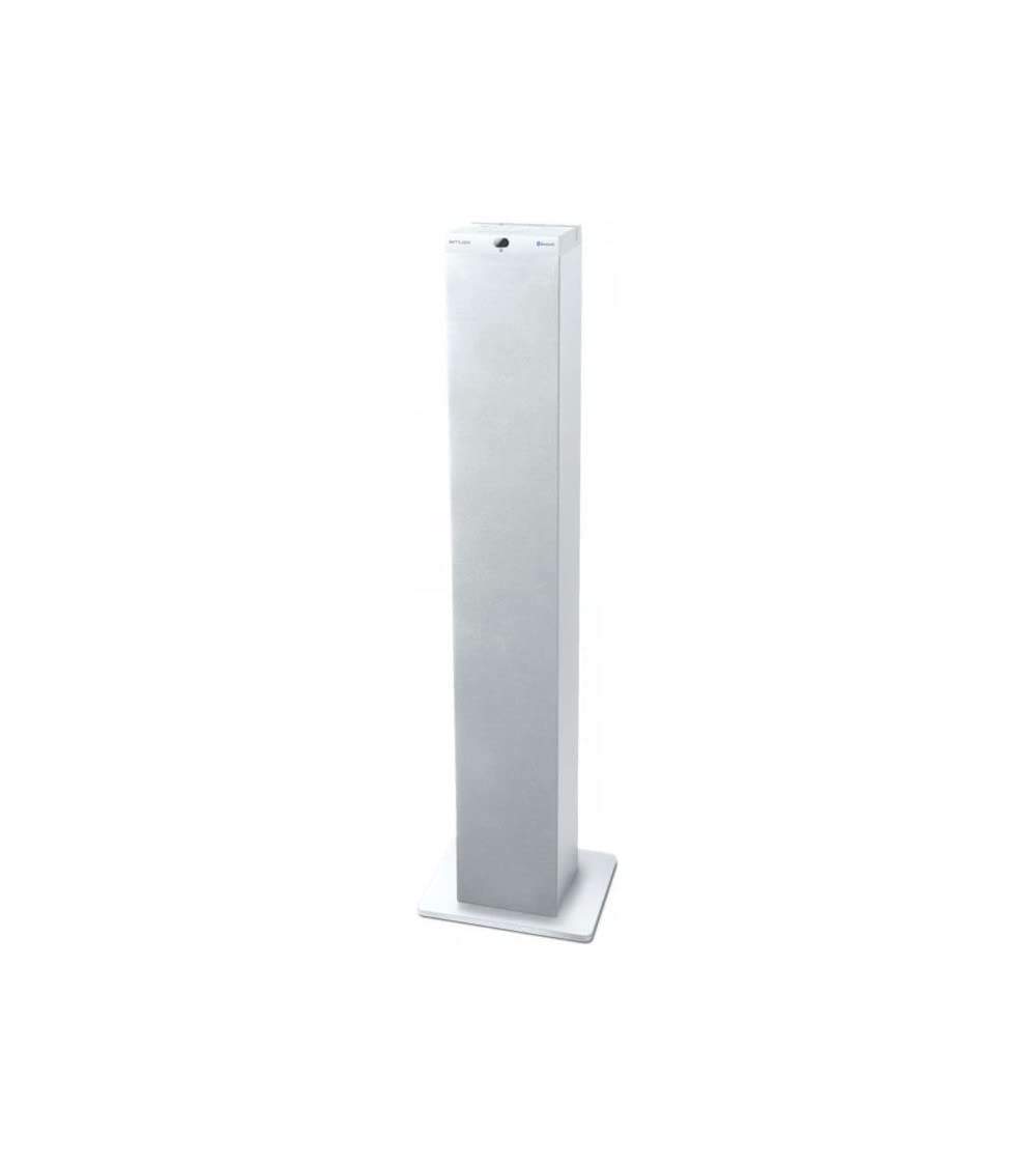 Muse M-1250 BTW - Torre de Sonido Bluetooth con Radio PLL FM - 100W - 20 Estaciones almacenables - Subwoofer Integrado - Blanco