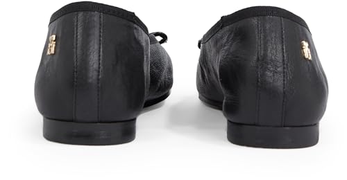 Tommy Hilfiger Bailarinas Mujer Soft Leather con Lazo, Negro (Black), 38