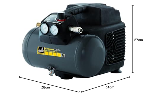 SCHNEIDER CPM, Compresor portátil sin aceite, depósito de 6 litros, presión máxima: 8 bar, Potencia: 1,5 CV, Nivel de ruido: 90 dB LwA