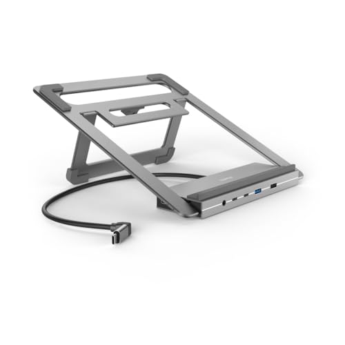 Hama | Docking Station USB-C 12 en 1 (12 Puertos, Max. Resolución: 4k, USB-A, USB-C, Ethernet, Audio 3.5mm) Gris