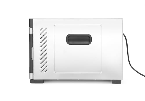 HENDI Deshidratador de alimentos, con 6 bandejas, secador eléctrico de frutas y verduras, temporizador de 24 hrs, temperatura regulable 35°-75°C, 230V, 600W, 340x450x(H)311mm, acero inoxidable, PP
