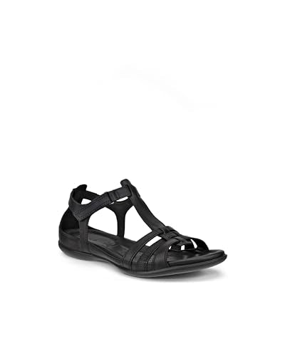 ECCO Flash T-Strap Sandal, Sandalias Mujer, Negro (53859Black/Black), 37 EU