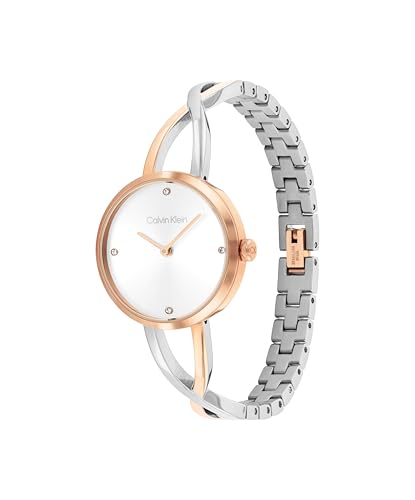 Calvin Klein Reloj De Movimiento De Cuarzo De Dos Manecillas para Mujer Colección Sculpted Embrace con Pulsera Rígida de Acero Inoxidable Bicolor - 25100060