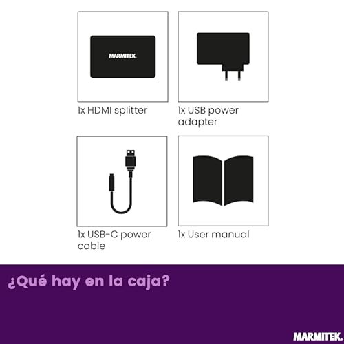 Splitter HDMI 4K120 Gaming - Marmitek Split 712-1 Entrada / 2 Salidas - 8K60 - Distribuidor - 48Gbps - HDR 120 Hz - HDMI 2.1 - VRR-ALMM-QMS-QFT - Conmutador EDID - Carcasa metálica