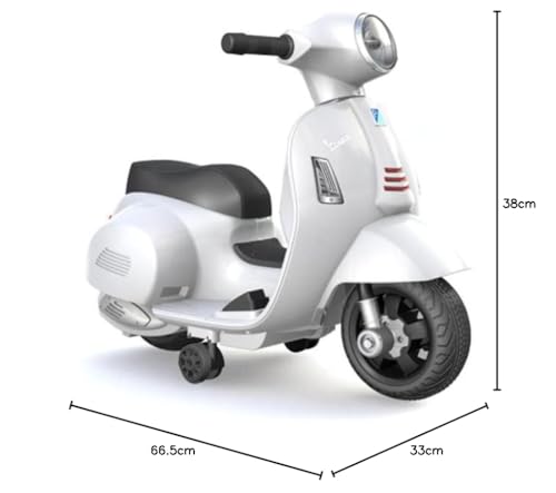 TURBO CHALLENGE - Vespa GTS - Portador Eléctrico - 119150 - Scooter - Blanco - Listo para Rodar - Máximo 25Kg - Plástico - Baterías Recargables - A Partir de 24 Meses