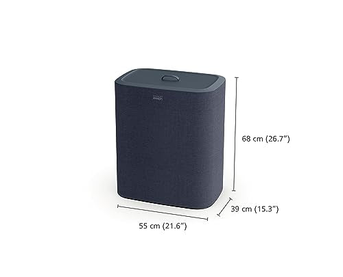 Joseph Joseph Tota Trio, Cesto de la ropa sucia con tapa, 90 litros, sistema de separación colada con 3 bolsos extraíbles con asas, Negro