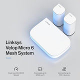 Linksys Sistema de Malla Wi-Fi de Doble Banda Velop Micro 6, Router Wi-Fi 6, Velocidad de hasta 3 Gbps, Alcance de 465 sq, Soporte para más de 150 Dispositivos, reemplaza el Router y el Amplificador