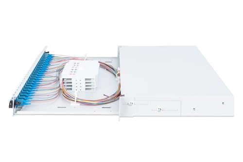 Digitus LWL - Caja de empalmes para 24 acoplamientos - LC - OS2 - 1HE 19" - Duplex multimodo - Con caja de empalmes - Montaje en rack