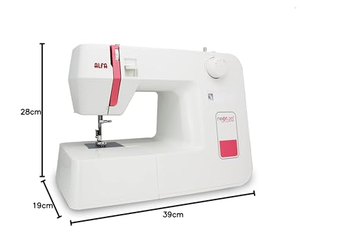 ALFA Next 20+ Spring-Maquina de Coser, Rosa Coral, 30 x 19 x 37 cm