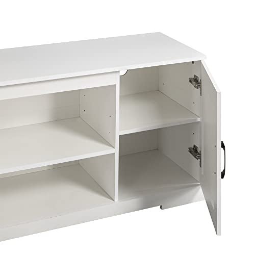 Zinus Bennett Mueble TV - Mueble TV 147x40x60 cm - Mueble con estantes y puertas - Blanco