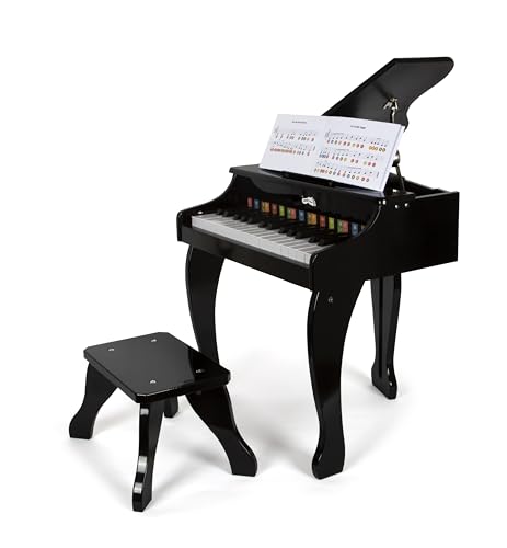 small foot Cola Infantil, Piano electrónico de Madera con Taburete, niños a Partir de 3 años, 12622, Color Black