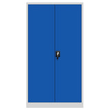 Juego de 4 Armario de Oficina Archivador Armario de Herramientas Metálico 4 Estantes con Recubrimiento de Polvo Se Puede Cerrar 195 cm x 90 cm x 40 cm (Gris-Azul)