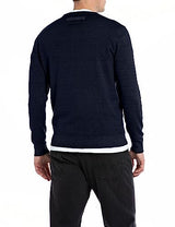 REPLAY Uk2508 Wool Blend Fast Dyed Suéter, Azul Marino Oscuro 970, S para Hombre