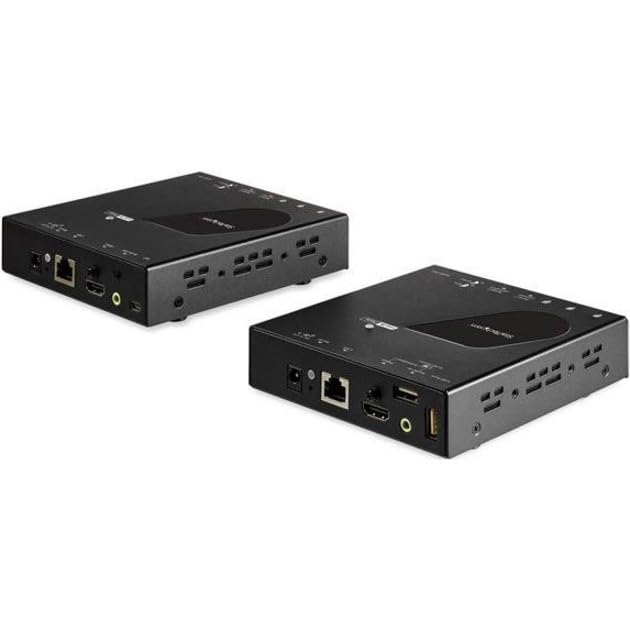 StarTech.com Extensor KVM HDMI por LAN - 4K 30Hz - Alargador de Vídeo por Ethernet CAT6 IP con USB, Negro