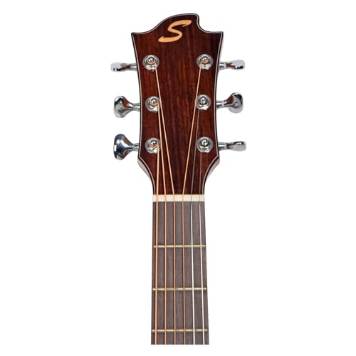 Sevinia Guitarra electroacústica Signature Series | Cuerpo sólido, parte superior de abeto sólido con parte trasera y laterales de caoba, afinador, ecualizador de 3 bandas, se suministra con bolsa