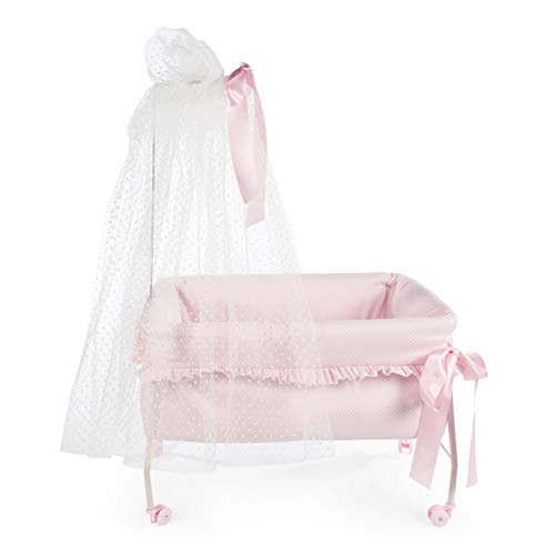 La Nina- Cuna con Dosel Topito Rosa muñecas, Color (Diset 65052)