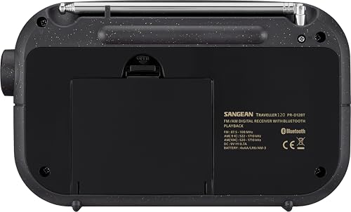 Sangean PR-D12BT Radio Am/FM, Bluetooth, Black - Radio portátil FM, Am, Bluetooth