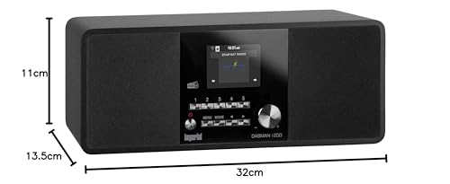 Imperial DABMAN i200 Internet/Dab+ Radio (Sonido estéreo, Radio por Internet/Dab+/Dab/FM, WiFi, LAN, Entrada Auxiliar, Salida de línea, Salida de Auriculares, Spotify) Negro, 32 x 13,5 x 11 cm