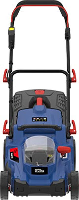 Güde Cortacésped con batería RM 36-402-30.37 (36 V (2 x 18 V) sin escobillas, corte de 370 mm, altura de corte de 6 niveles, saco de recolección de hierba de 35 l, cuña para mantillo, incluye 2