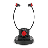 Emporia Auriculares inalámbricos para TV, con estación de Carga, Ideales para Personas Mayores, cómodos y Sencillos, fáciles de Usar, compatibles con Todos los Dispositivos de TV, Color Negro y Rojo