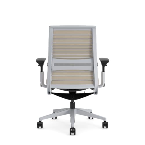 Steelcase Think Glow Up, silla de oficina ergonómica con respaldo de malla, sujeción lumbar regulable en altura y brazos regulables Beige avena