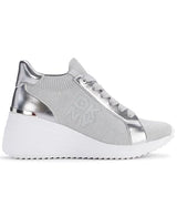 DKNY Kasia-Lace Up Wedge, Zapatillas Mujer, Gris Plateado, 40.5 EU
