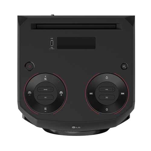 LG XBOOM RNC2, Altavoz de Gran Potencia, 80W, la Bestia, 2 Altavoces, Bluetooth 4.2, USB, Conexión Auxiliar RCA, iluminación LED y entradas para micrófono, Gris Oscuro