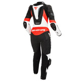 SHIMA MIURA RS Traje Moto Mujer - Traje de cuero de 1 pieza, deportivo, de competición, ventilado con deslizadores en hombros y rodillas, almohadillas CE en espalda, hombros y codos (40, Blanco/Fluo)