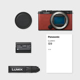 Panasonic Lumix DC-S9E-R Cámara para Vlog con Fotograma Completo y Puerta Abierta sin Espejo, 24,2 MP, Vídeo 6K/4K, PDAF de 779 Puntos, Estabilización Imagen, Angulo Libre, WiFi 5 GHz, Rojo, Cuerpo