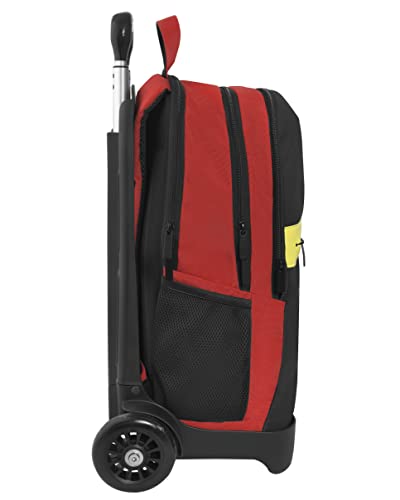 Ferrari – Mochila con carrito desmontable ajustable con asa y tirantes retráctiles, cremallera y bolsillo frontal con cremallera – Mochila escolar 36 x 23 x 47 cm, rojo, Talla única, Casual