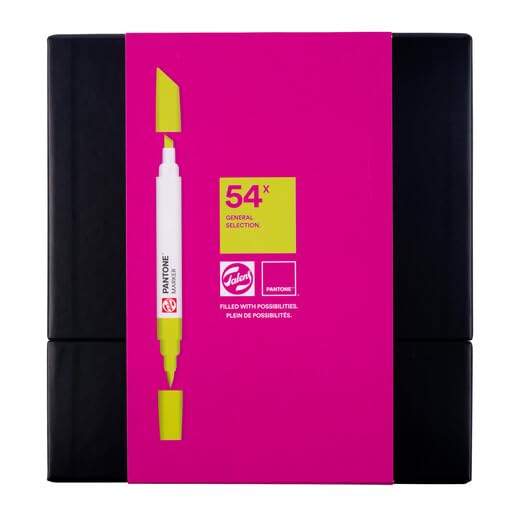 Talens | Pantone Marker Set de 54 | Rotulador Doble Punta con Punta de Pincel y Cincel | Tinta Pigmentada a Base de Agua en Colores Pantone