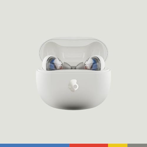 Skullcandy Rail Auriculares In-Ear Inalámbricos, 42 h de Autonomía, Skull-iQ, con Alexa Habilitada, Micrófono, Compatibles con iPhone Android y Dispositivos Bluetooth - Blanco